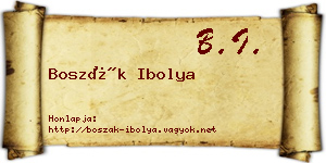 Boszák Ibolya névjegykártya